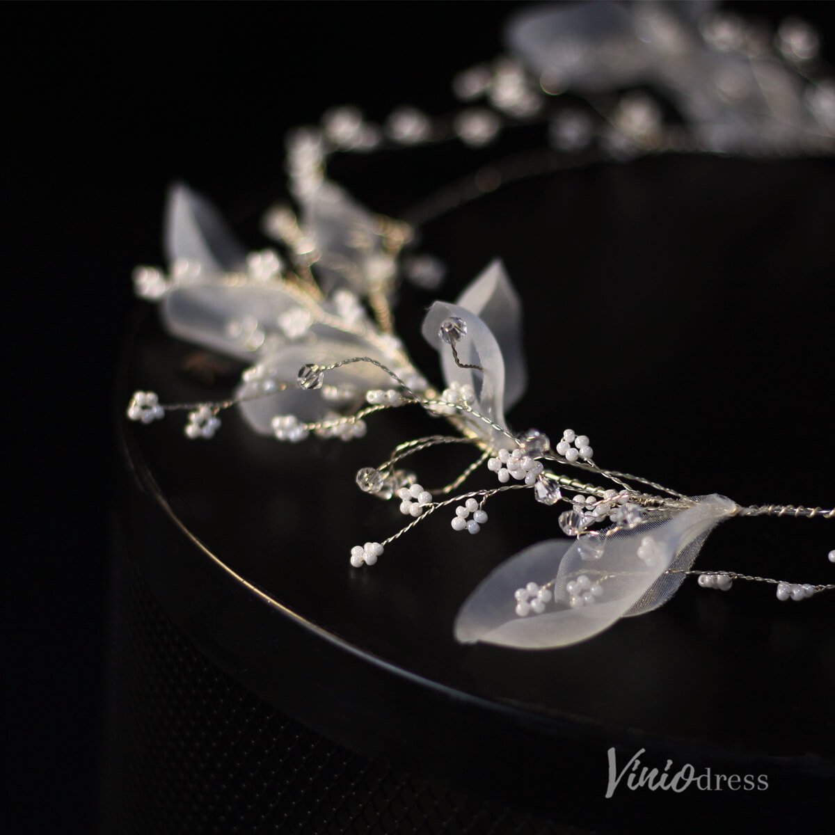 Floral Bridal Headband Veil Viniodress AC1316-Veils-Viniodress-Ivory-Viniodress