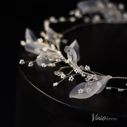 Floral Bridal Headband Veil Viniodress AC1316-Veils-Viniodress-Ivory-Viniodress