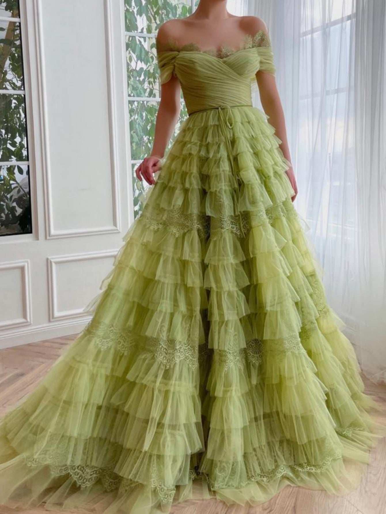 Roycebridal Sylvie |A Line Off the Shoulder Tulle Prom Dress