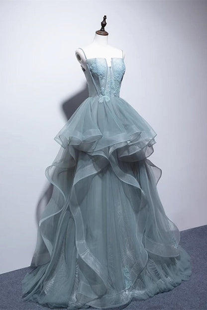 Roycebridal Roycebridal Green Lace Long Prom Dresses, Green Lace Long Formal Evening Dresses
