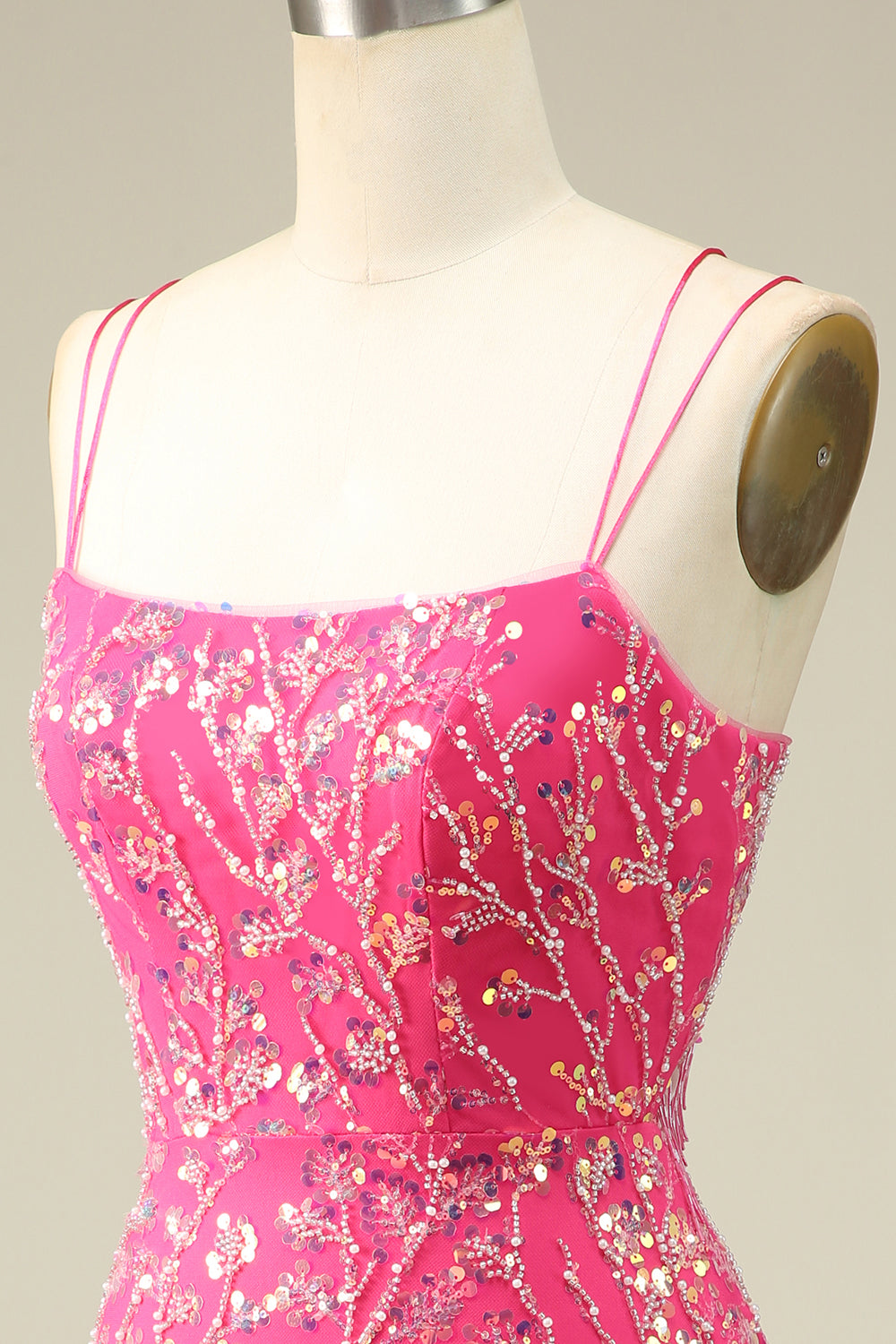 Elegant Fuchsia Bodycon Corset Backless Short Homecoming Dress with Tassel