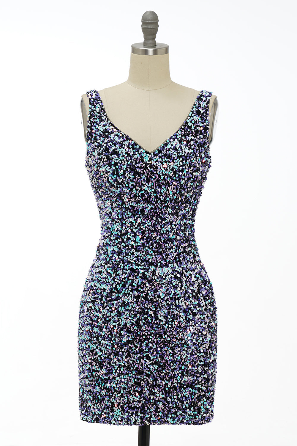 Classy Royal Blue Sheath V Neck Sequin Fitted Short Homecoming Dress