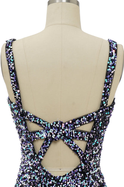 Classy Royal Blue Sheath V Neck Sequin Fitted Short Homecoming Dress
