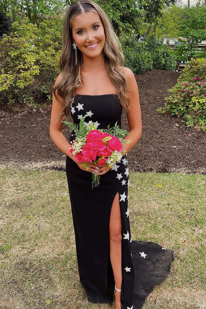 Roycebridal Charli |Sheath Strapless Satin Prom Dress with Slit