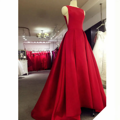 Roycebridal Evening Dress Long Red Elegant Satin Backless Prom Party Dresses Evening Gown Abendkleider Abiye Robe De Soiree