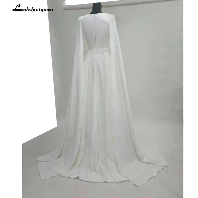 Roycebridal Pure White Evening Dresses Well Typed with Cloak Celebrity dresses satin Outlayer Red Carpet Dresses