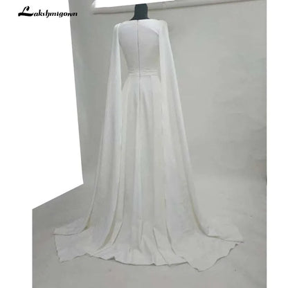 Roycebridal Pure White Evening Dresses Well Typed with Cloak Celebrity dresses satin Outlayer Red Carpet Dresses