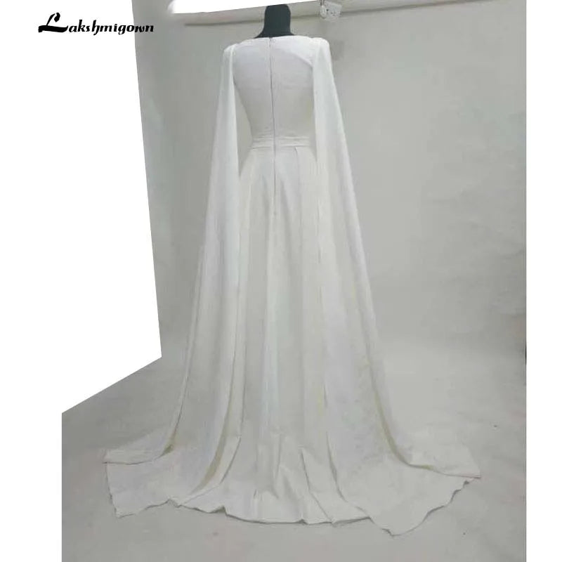 Roycebridal Pure White Evening Dresses Well Typed with Cloak Celebrity dresses satin Outlayer Red Carpet Dresses