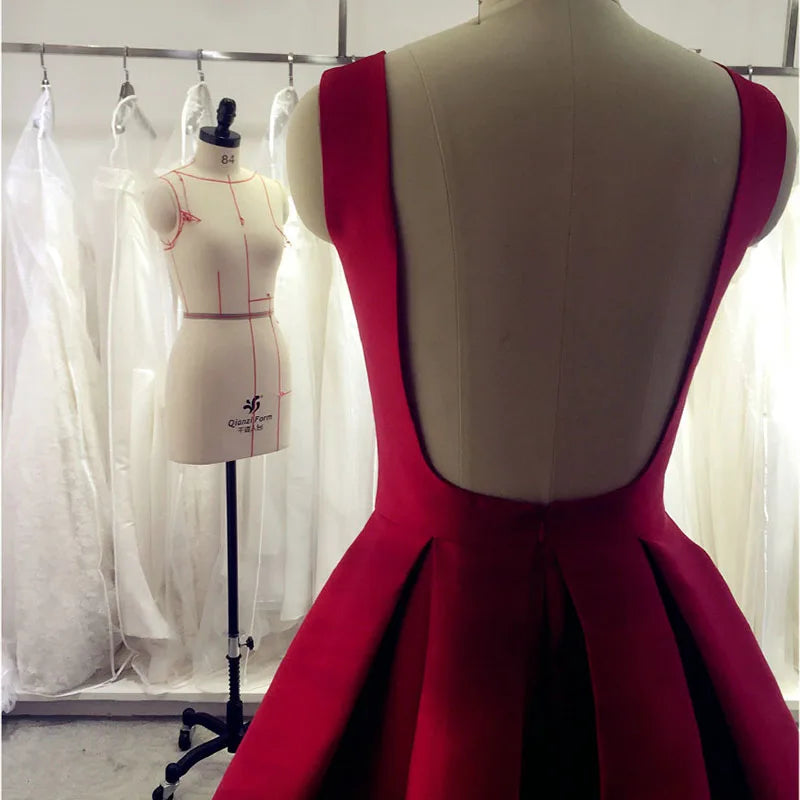 Roycebridal Evening Dress Long Red Elegant Satin Backless Prom Party Dresses Evening Gown Abendkleider Abiye Robe De Soiree