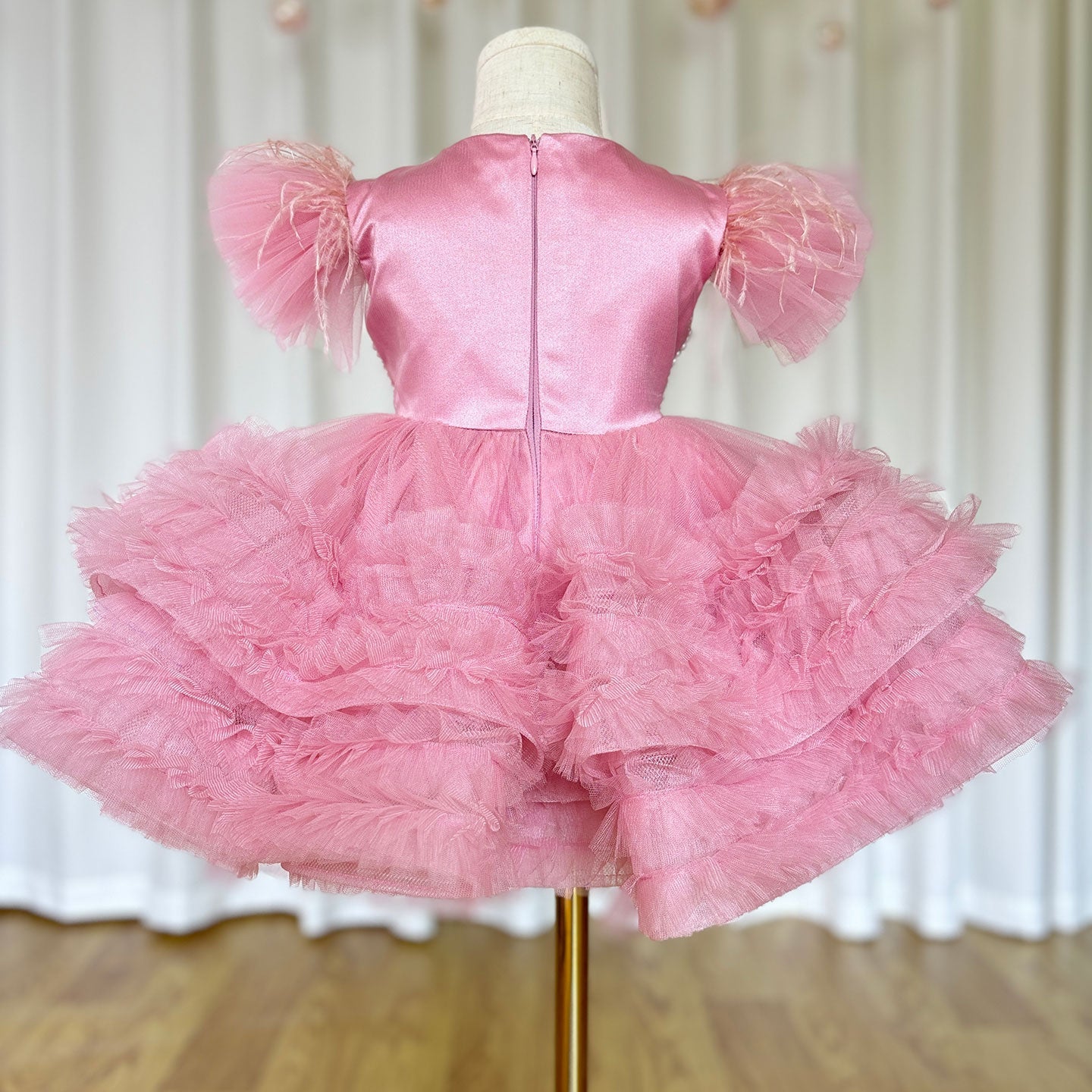 Roycebridal Elegant Pink Pearls Flower Girl Dress Princess Baby Kids Wedding Birthday First Communion Party Gown 2025 J321