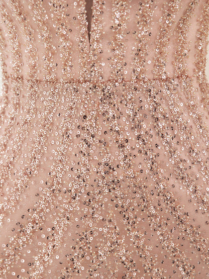 Vintage Rose Gold Evening Dresses Luxury Sequin Beading Mermaid Straps Sexy Elegant Party Dress