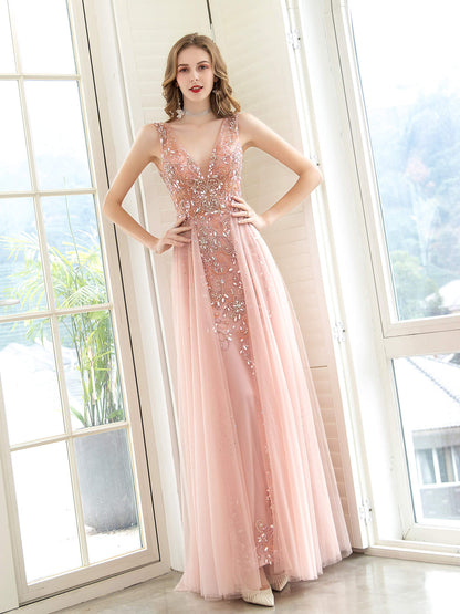 Luxury Sheath / Column Celebrity Style Elegant Inspired Holiday Cocktail Party Formal Evening Dress V Neck Floor Length