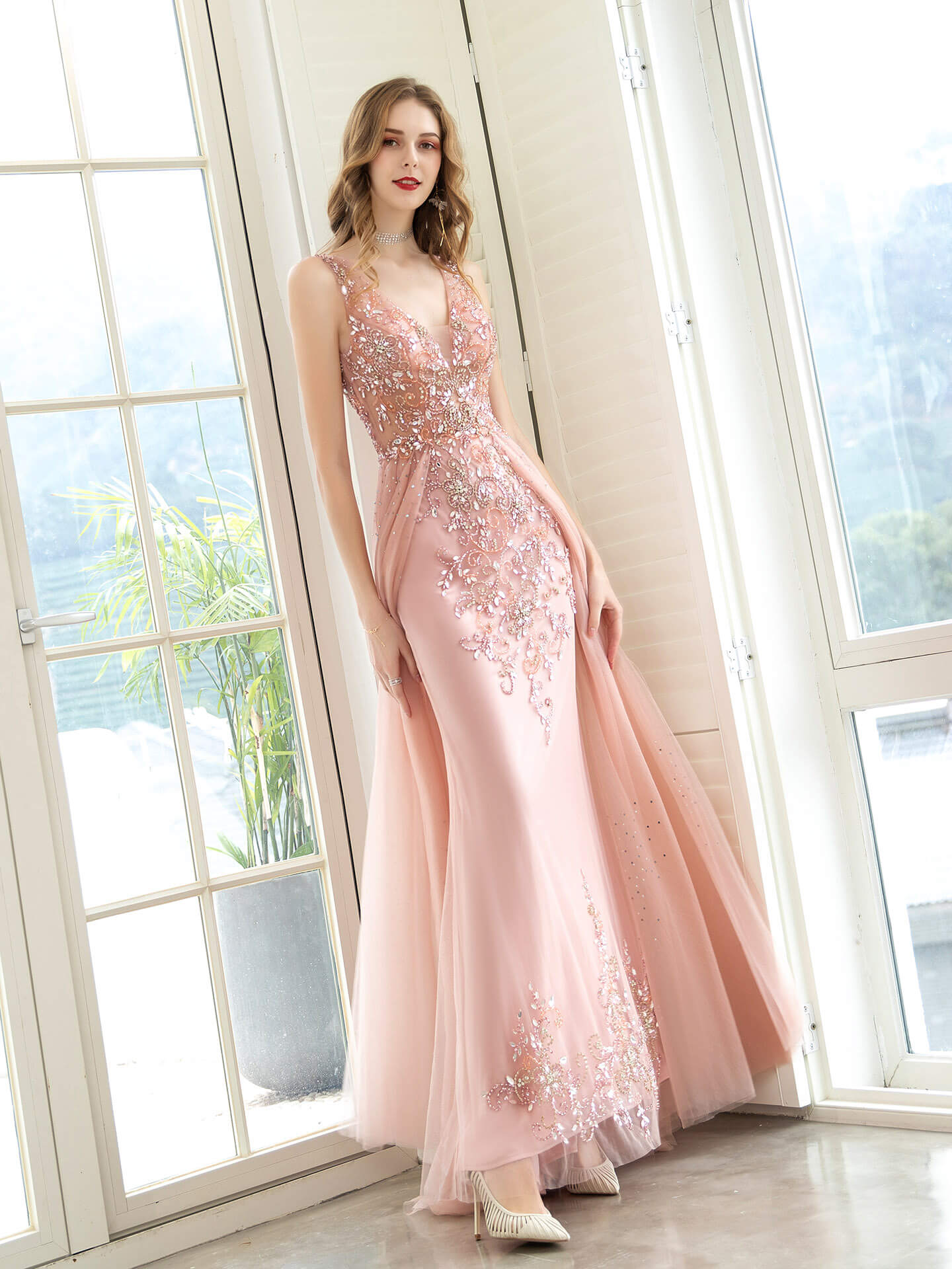 Luxury Sheath / Column Celebrity Style Elegant Inspired Holiday Cocktail Party Formal Evening Dress V Neck Floor Length