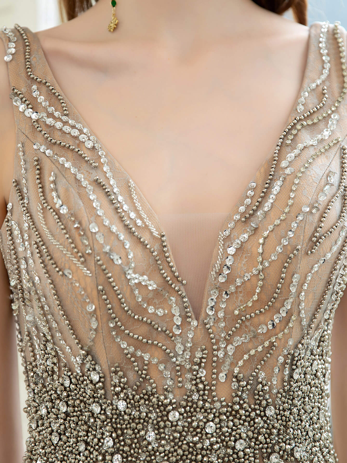 Roycebridal Roycebridal Mermaid V-neck Beaded Luxurious Fashion Formal Evening Dresses Sleeveless Floor Length Prom Dresses