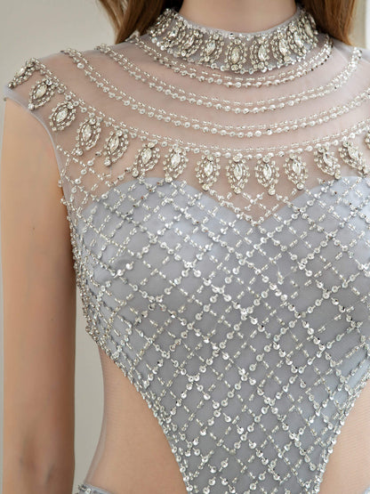 Roycebridal Mermaid Beaded Luxurious Fashion Formal Evening Dresses Sleeveless Floor Length