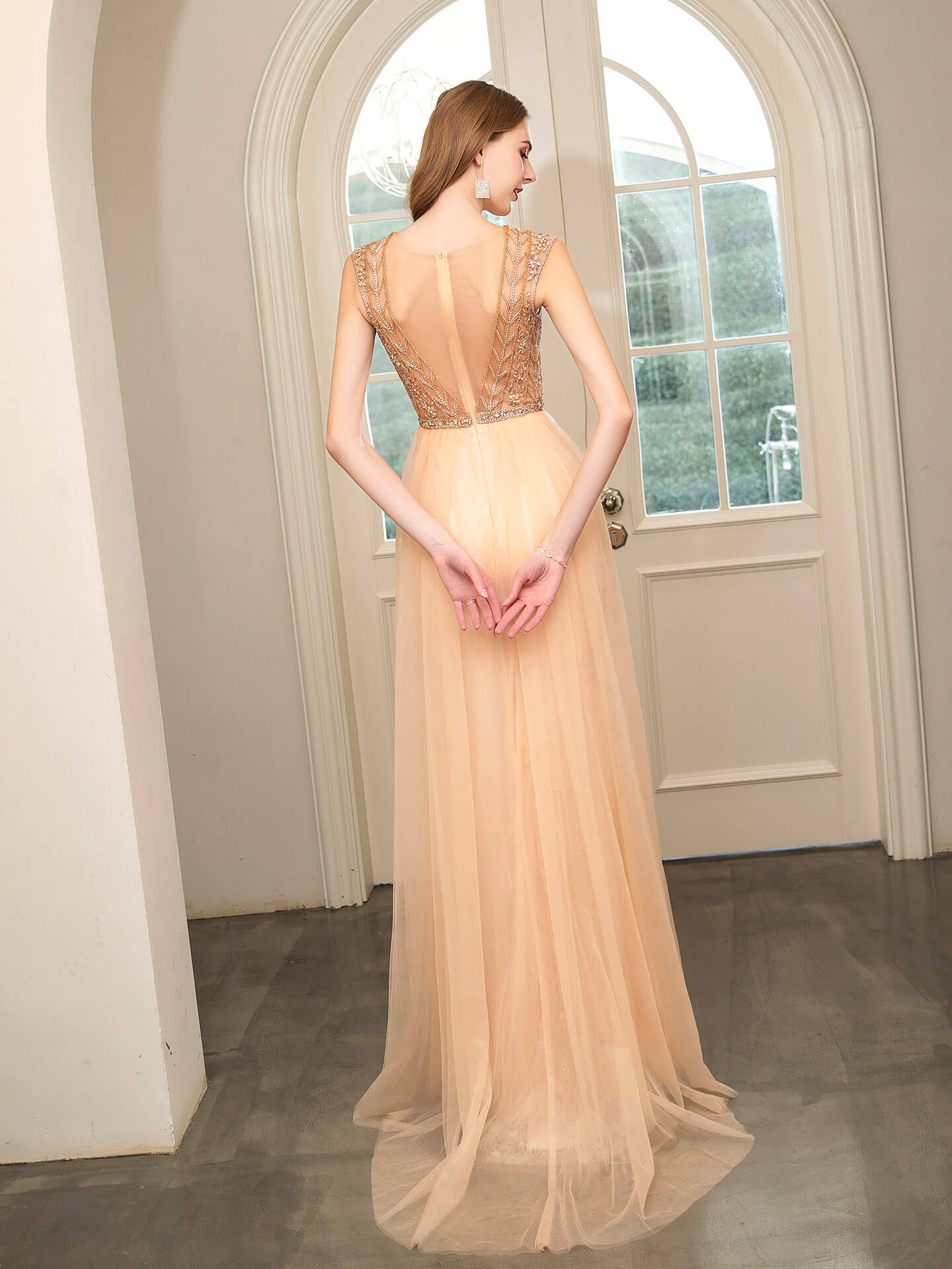 Roycebridal Mermaid Beaded Luxurious Fashion Formal Evening Dresses Sleeveless Floor Length
