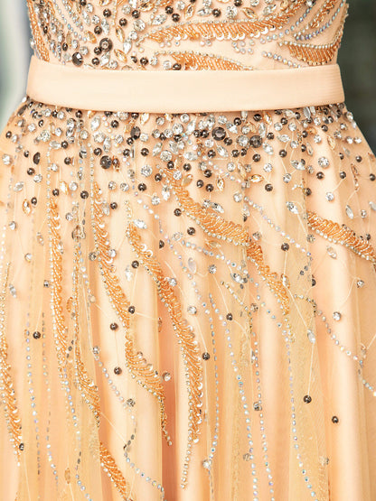 Roycebridal Roycebridal A-line Beaded Luxurious Sexy Formal Evening Dresses Sleeveless Floor Length Prom Dresses