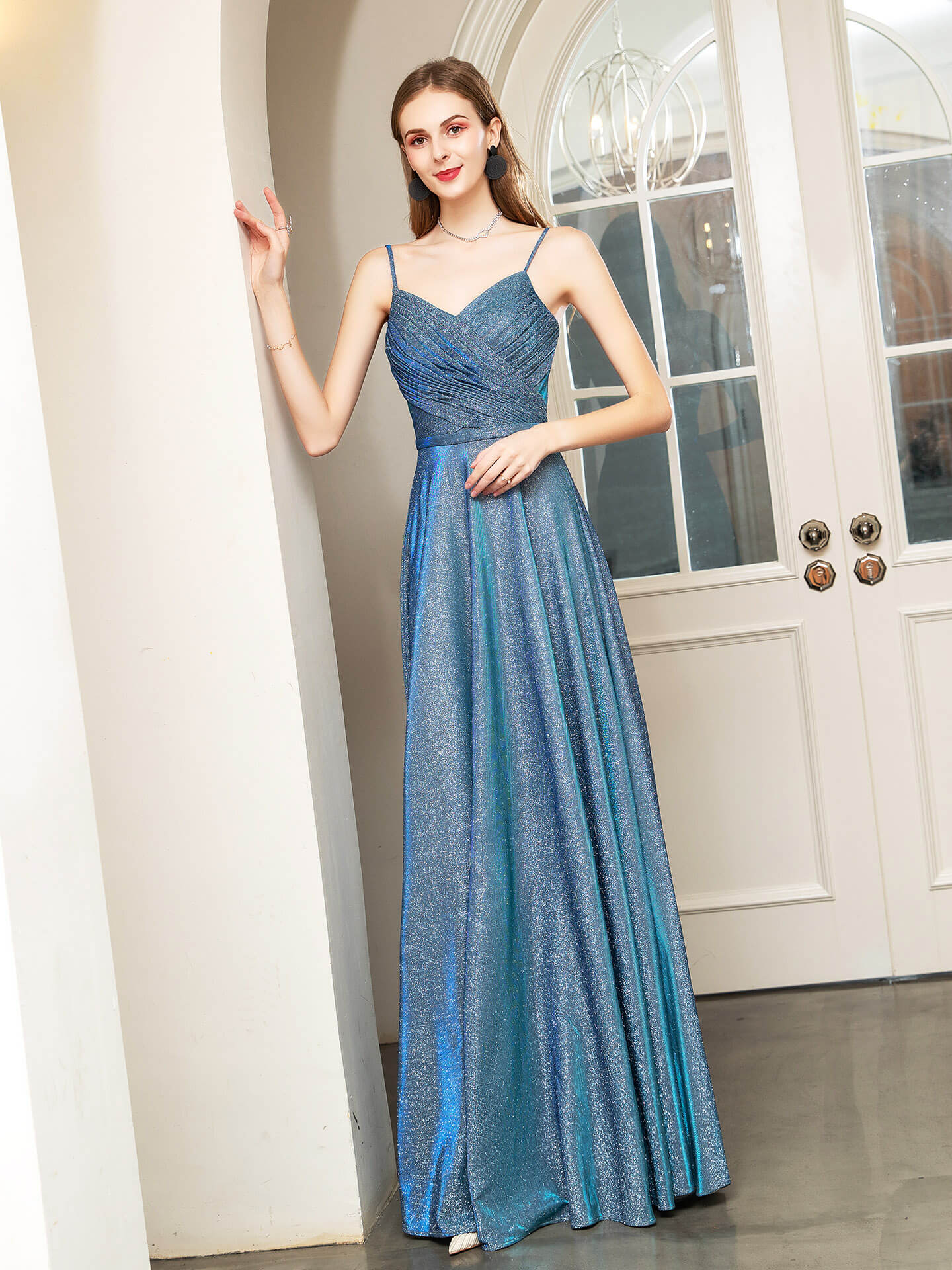 Roycebridal Roycebridal A-line Fashion Formal Evening Dresses Spaghetti Strap Sleeveless Floor Length Prom Dresses