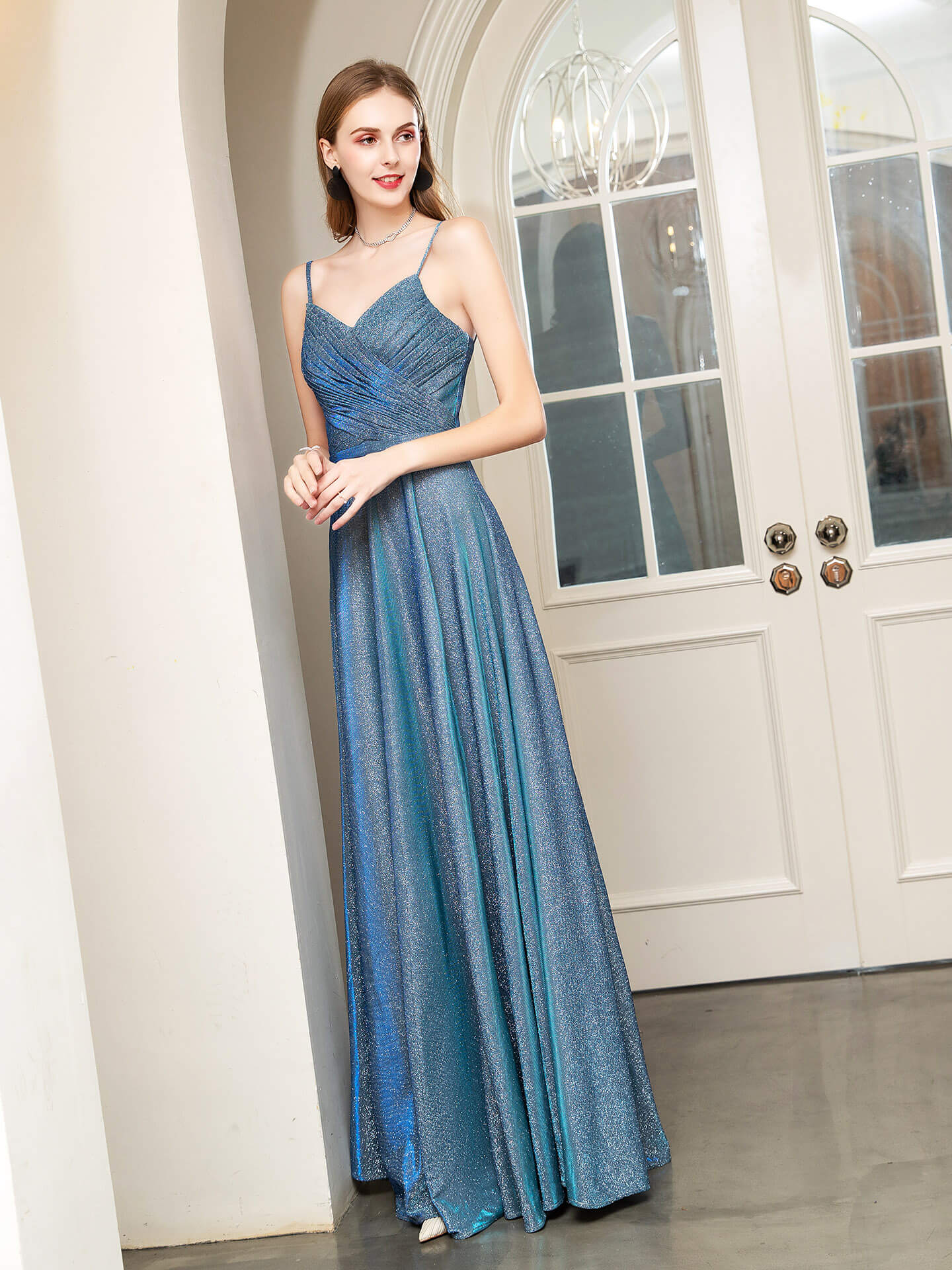 Roycebridal Roycebridal A-line Fashion Formal Evening Dresses Spaghetti Strap Sleeveless Floor Length Prom Dresses