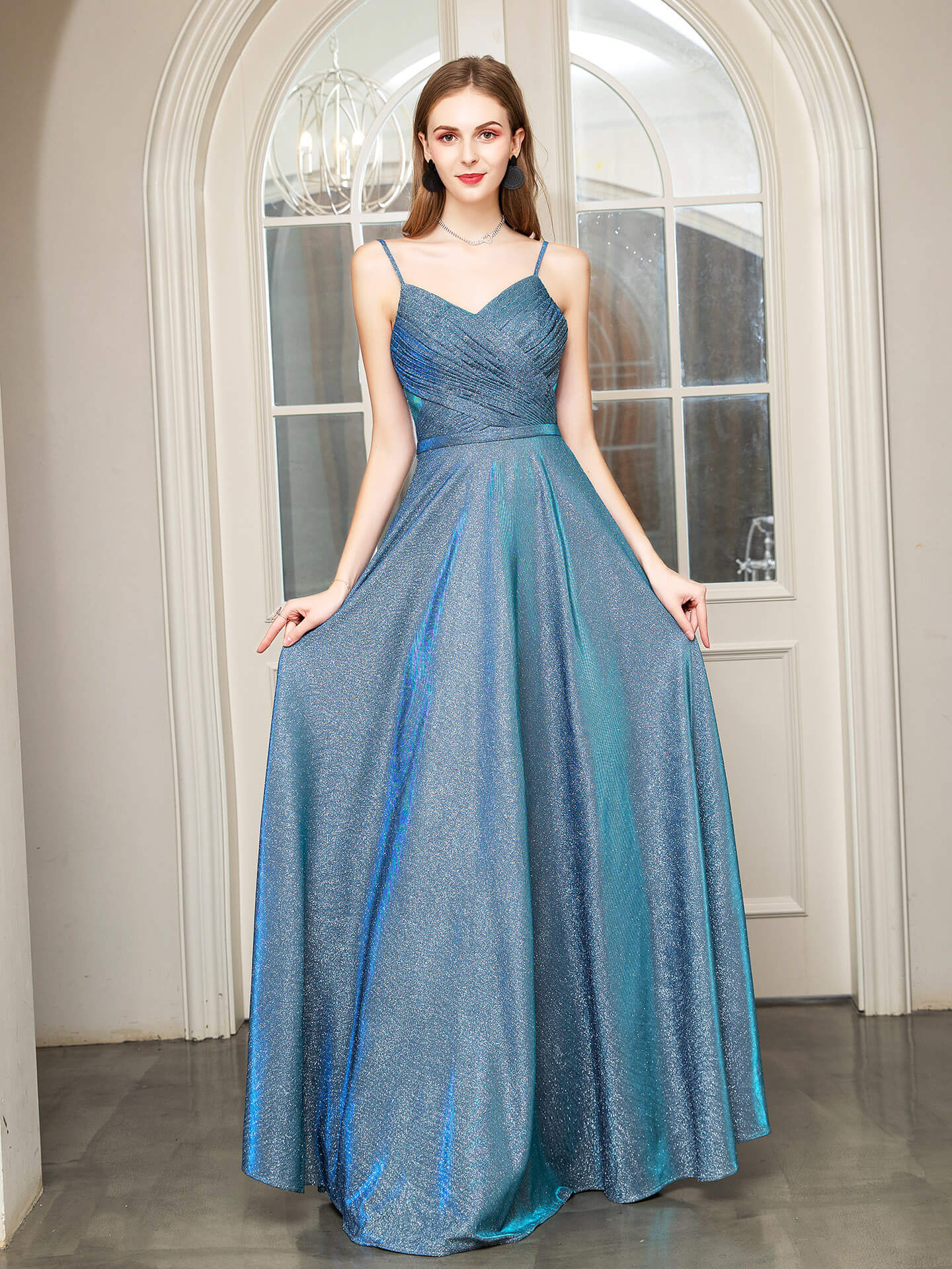 Roycebridal Roycebridal A-line Fashion Formal Evening Dresses Spaghetti Strap Sleeveless Floor Length Prom Dresses