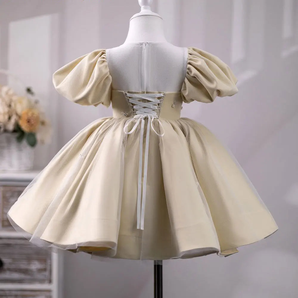Roycebridal Luxury Dubai Champagne Girl Dress Pearls Princess Baby Kids Wedding Birthday Party Evening Gown Holy Communion J232