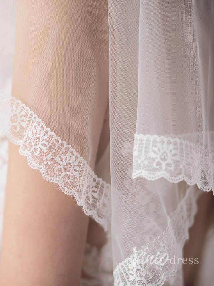 Lace Hemline Ivory Tulle Wedding Veils ACC1051-Veils-Viniodress-Ivory-Viniodress