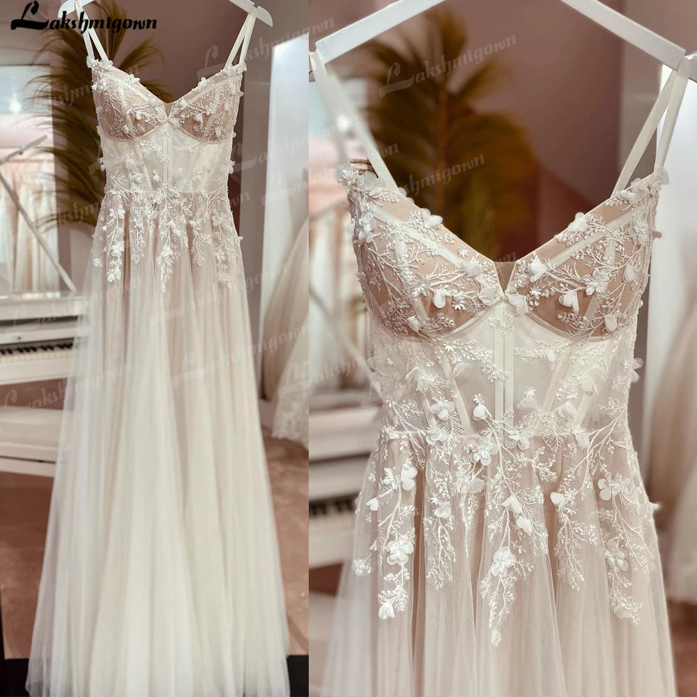 Roycebridal  Boho Wedding Dress Lace Applqiues Floral