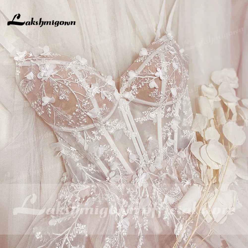 Roycebridal  Boho Wedding Dress Lace Applqiues Floral