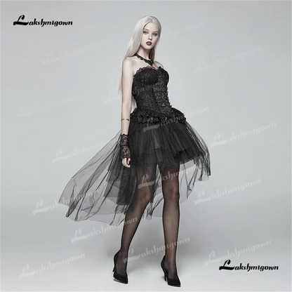 Roycebrial Strapless A Line Wedding Dress 2025 Lace Lace Up Black Party dressفساتين سهرةvestidos de nocherobes de soiréeevening