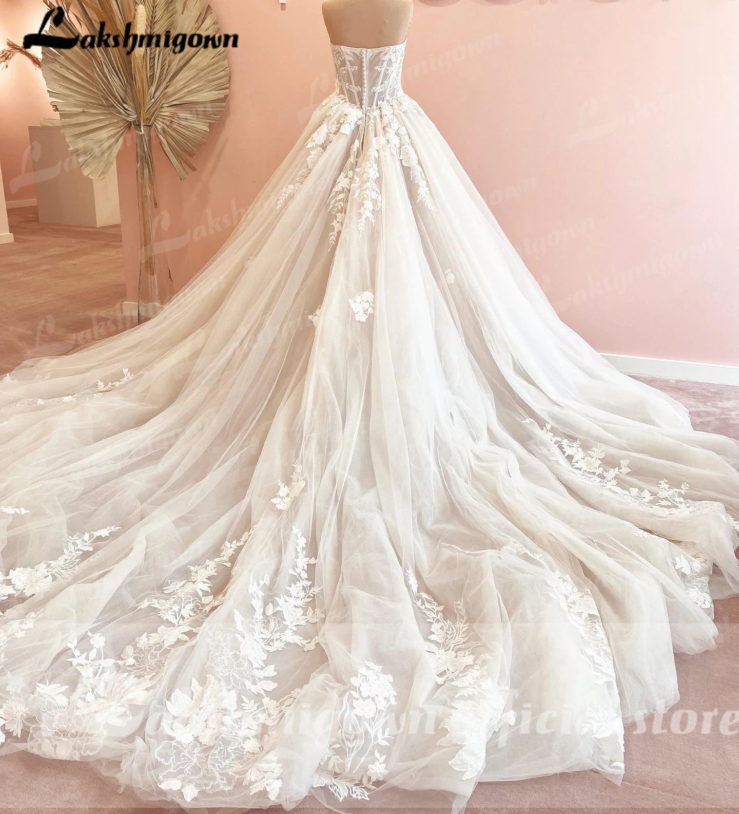 Luxurious Court Train Wedding Dress 2023 Vestido Civil Tulle Wedding Dresses Sleeveless Lace Bodice Bridal Gown  Robe de mariee