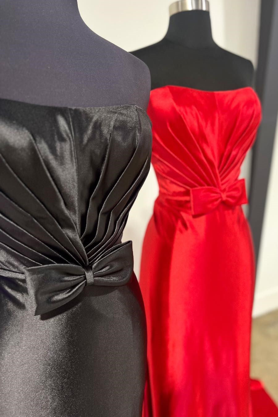 Roycebridal Penny | Red Strapless Bow Mermaid Long Prom Dress