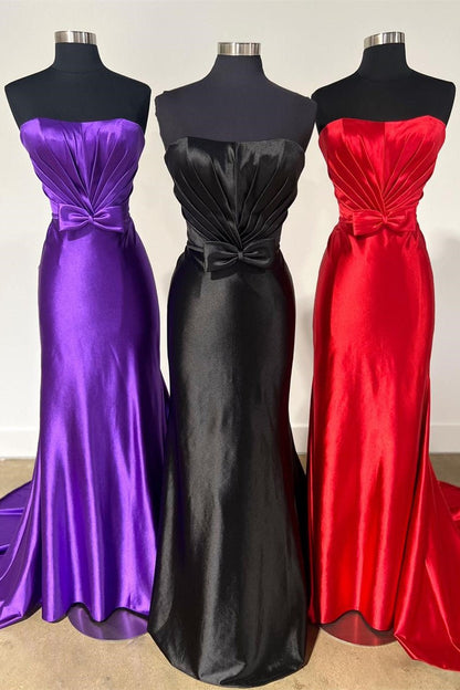 Roycebridal Penny | Red Strapless Bow Mermaid Long Prom Dress
