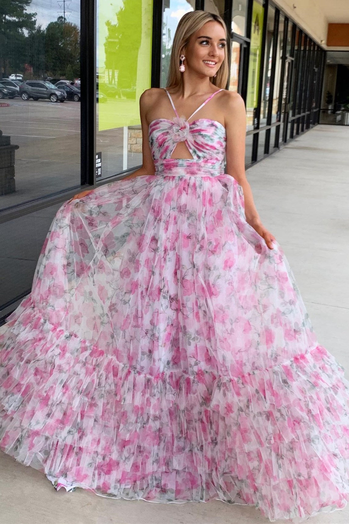 Tulle Ball Gown Floral Skirt 18th Birthday Dress Pink Dress 18 Years Frock Couture #prom #schoolformal # Tulle Ball Gown Floral Skirt 18th Birthday Dress Pink Dress 18 Years Frock Couture #prom #schoolformal #