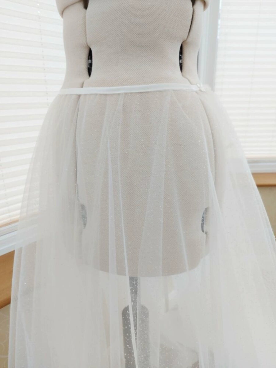 Roycebridal Detachable Train Shiny Double-layer Mesh Long Train