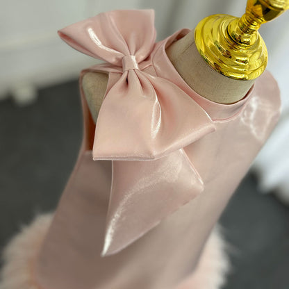 Roycebridal Luxury Mini Arabic Pink Flower Girl Dress Ostrich Feathers Bow Baby Kids Birthday Wedding Party Gown Pageant  J117