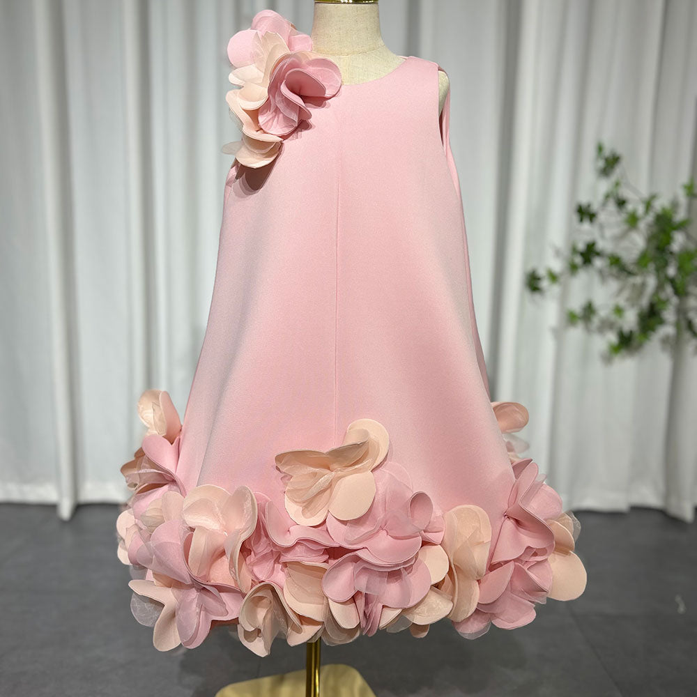Roycebridal Elegant White Dubai Girl Dress Pink Eid al-Fitr Baby Children Clothes for Wedding Birthday Holiday Party 2025 J073