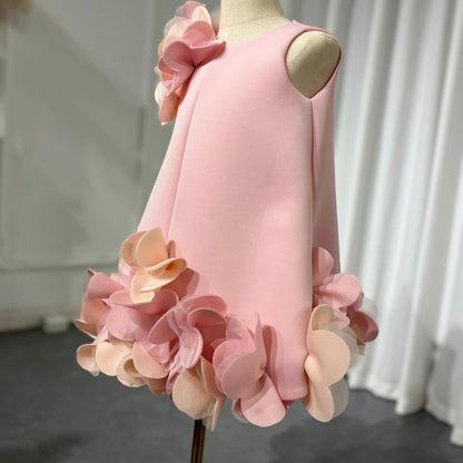 Roycebridal Elegant White Dubai Girl Dress Pink Eid al-Fitr Baby Children Clothes for Wedding Birthday Holiday Party 2025 J073