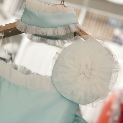 Roycebridal Luxury Sky Blue Arabric Girl Dress with Headgear Kids Princess Birthday Wedding Party Children Holiday Gown 2025 J194
