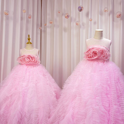Roycebridal Luxury Pink Girl Dress Handmade Flowers Kids Princess Birthday Wedding Party Children Holy Communion Gown 2025 J039