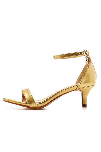 Open Toe Ankle Strap Wedding Kitten Heels