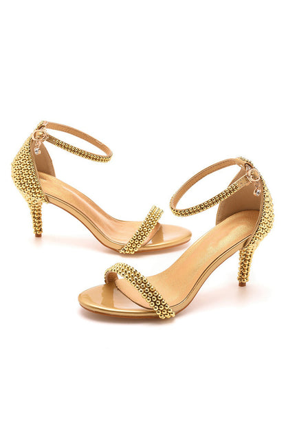Open Toe Pearl Ankle Strap Wedding High Heels