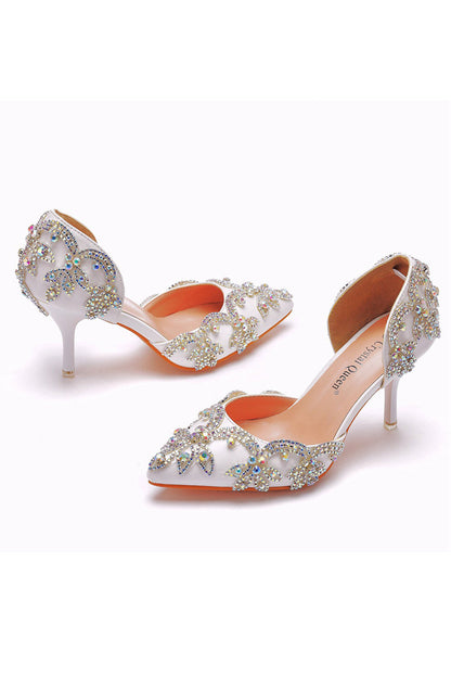 Roycebridal Woman's Wedding Shoes Pointed Toe rhinestone Stiletto