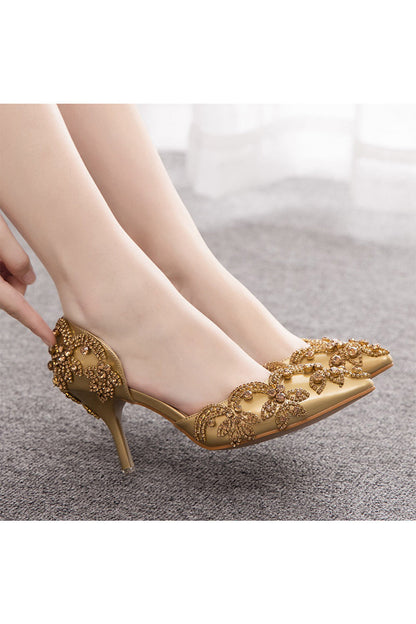 Roycebridal Woman's Wedding Shoes Pointed Toe rhinestone Stiletto