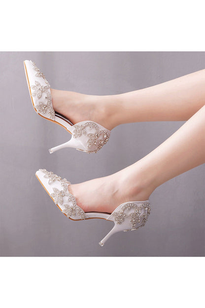 Roycebridal Woman's Wedding Shoes Pointed Toe rhinestone Stiletto