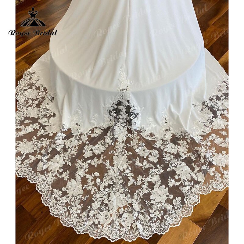Roycebridal Vintage V Neck Lace Mermaid/Trumpet Wedding Dress Cut-out Apliques Backless 2025 vestido branco sereia Wedding Gwons