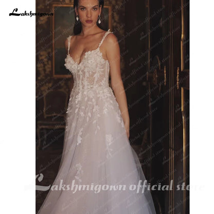 Roycebridal Lace Boho A Line Beach Wedding Dress for Women Wedding Gown for Bride vestido casamento civil