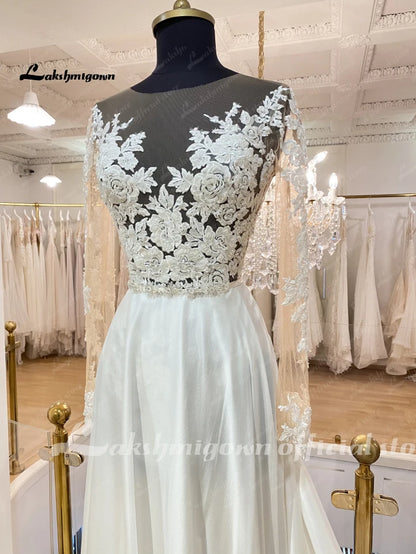 Roycebridal Floral Lace Boho Wedding Dress Long Sleeve Plus Size Bridal Beach Wedding Gowns Open Back 2025 Partykleider