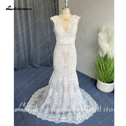 Roycebridal Roycebridal Boho Lace Behemian Mermaid Wedding Dress Robe Civil Country Bridal Gowns Sexy Backless Lace robe mariage femme