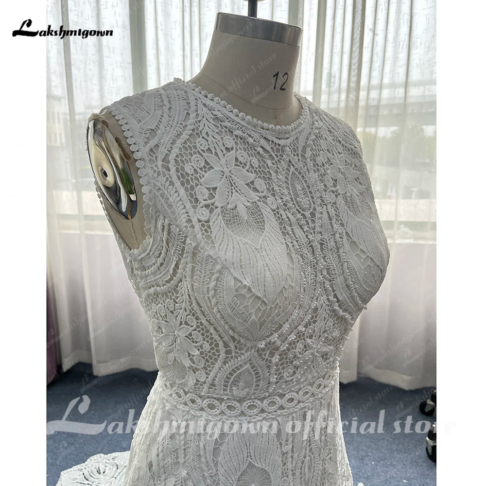 Lakshmigown Full Lace A Line Ivory Wedding Dress Open Back 2023 Sweep/ Brush Train Bridal Gowns sukienka na wesele