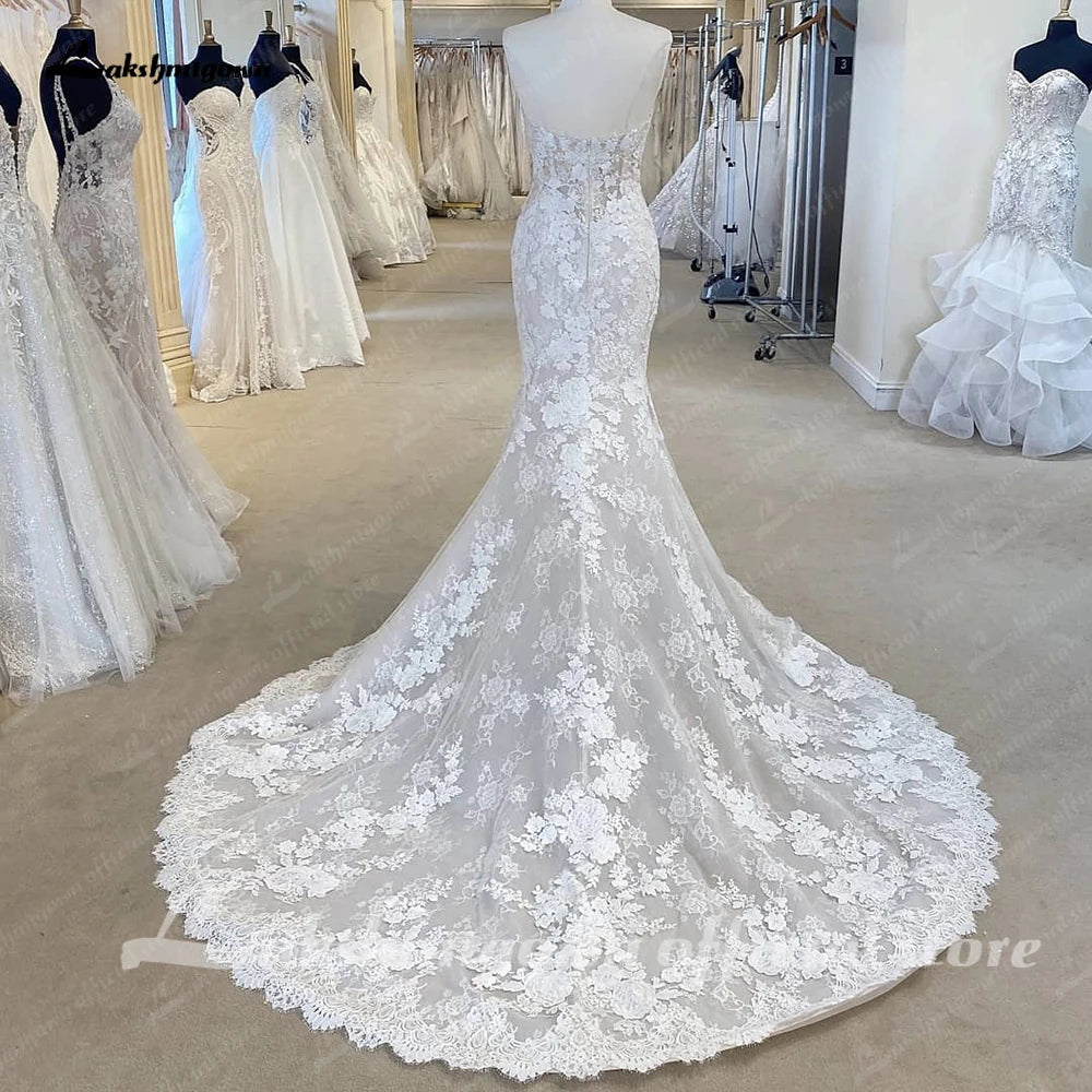 Lakshmigown Full Lace Mermaid Wedding Dresses For Women Vestido De Novia 2023 Sweetheart Boho Bridal Gowns Open Back